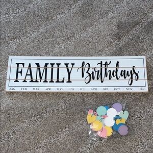 Family Birthdays Sign with Colorful Tags